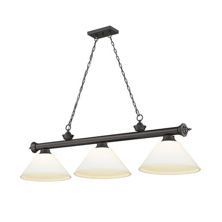 Z-LITE Cordon 3 Light Billiard, Bronze & Matte Opal 2306-3BRZ-AMO14